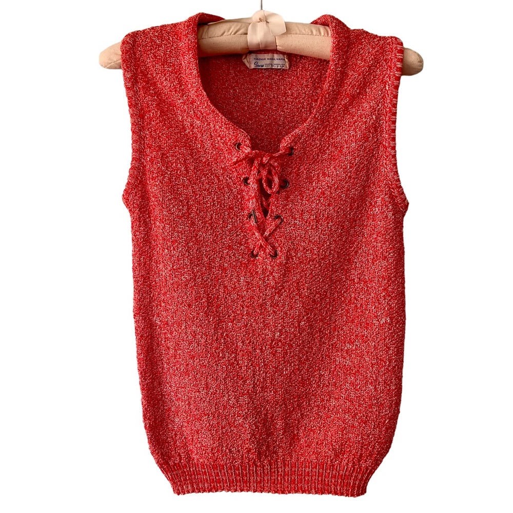 Vintage 70s Sears Lace-up Tank, Size 38 (XS/S)